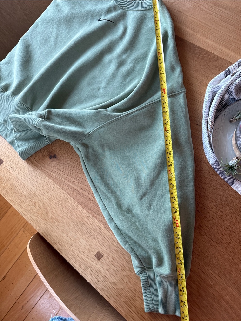 Nike Phoenix Fleece Sage Green Cropped Crew Neck Sweatshirt - Picture 12 of 13